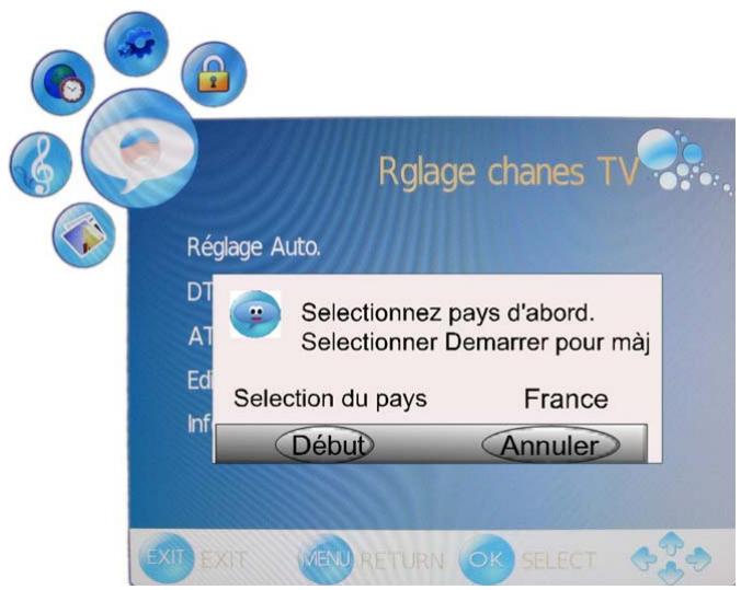 TOKAI LCD191W/MPEG2 - A) réglage automatique des chaînes (comprend les signaux des chaînes TV analogique et TV TNT) - 1