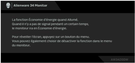 DELLECRAN W3420DW - Messages d'avertissement OSD - 1