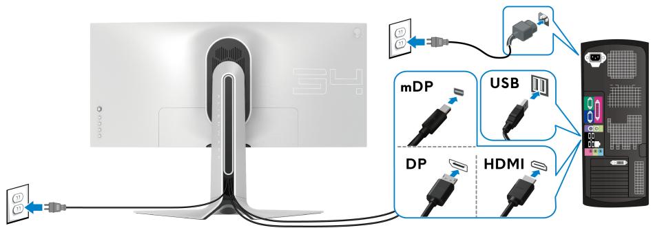 DELLECRAN W3420DW - Connexion de l'ordinateur - 4