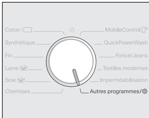 MIELE W1 SpeedCare - Sélection d'un autre programme avec la position « autres programmes/ » et l'affichage - 1