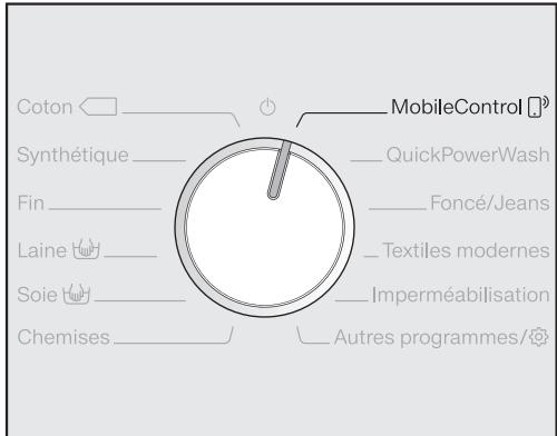 MIELE W1 SpeedCare - Sélection d'un programme avec la position mobilecontrol et l'application miele@mobile - 1