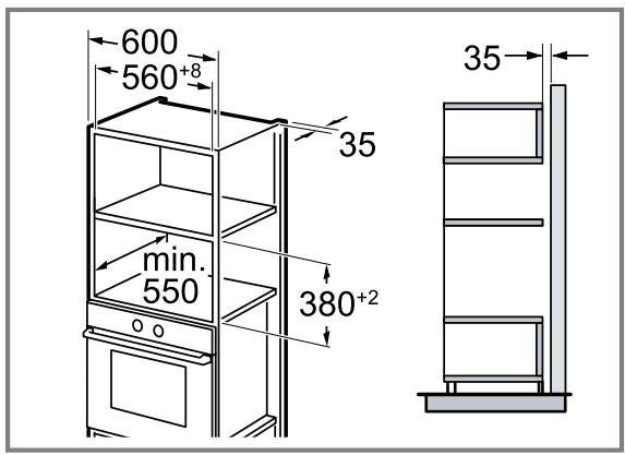 BOSCH BFL423MBO0 - Cotes d'encombrement dans le placard vertical - 1