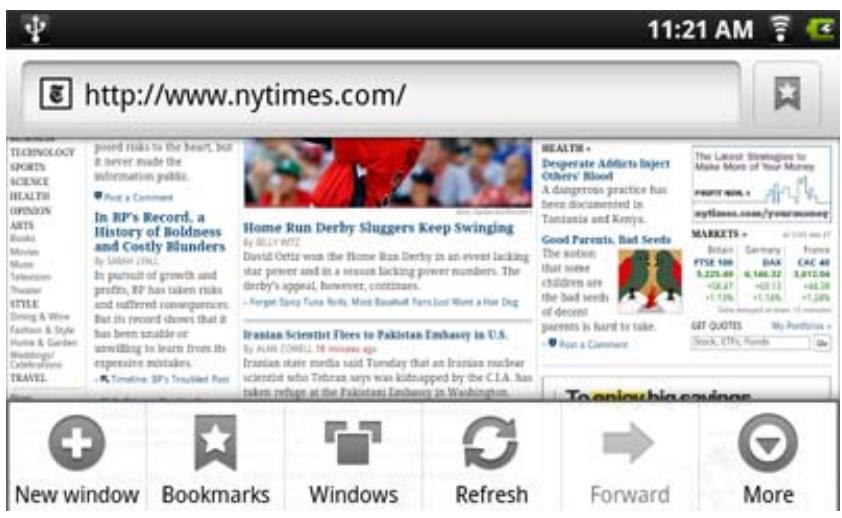 ARCHOS 70 ANDROID - Éléments de MENU du navigateur WEB - 1
