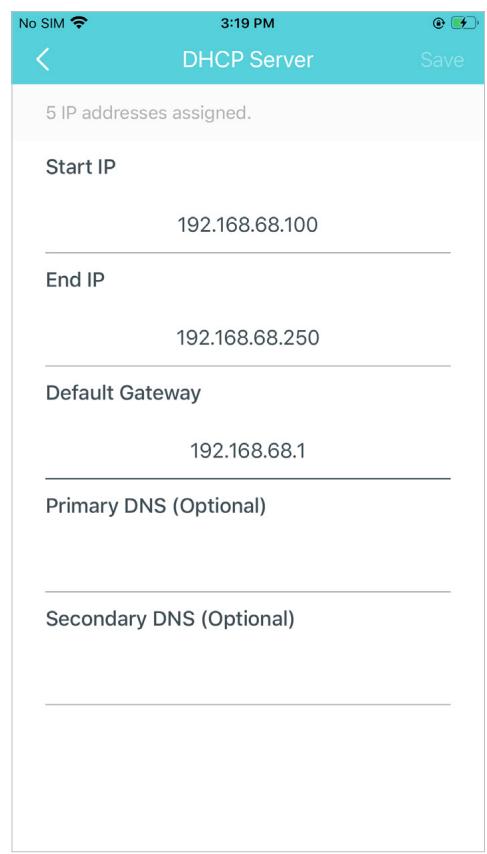 TP-LINK DECO E4(3-PACK)(EU) - Change DHCP server settings - 2