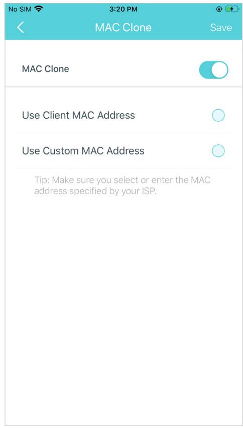 TP-LINK DECO E4(3-PACK)(EU) - Enable MAC Clone if Deco fails to connect to the internet - 1