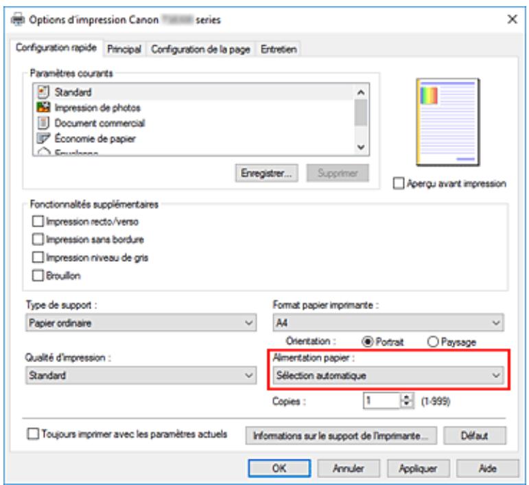 CANON PIXMA TS5851 - Sélection de la source d'alimentation en papier - 1