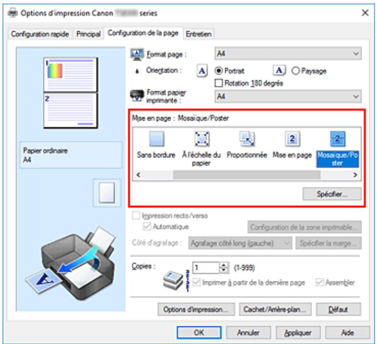 CANON PIXMA TS5851 - Configuration de l'impression mosaïque/poster - 1