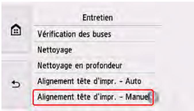 CANON PIXMA TS5851 - Sélectionnez aligné tête d'imprim. - manuel. - 1