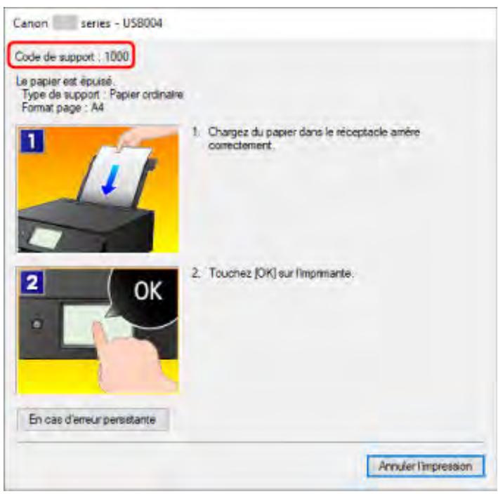 CANON PIXMA TS5851 - Erreurs et messages - 1