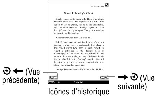 SONY LIVNU PR300 RED - Dans la page du livre, appuyez sur la touche OPTIONS, puis tapez sur « Historique » - 1