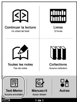 SONY LIVNU PR300 RED - Dans le menu d'accueil, tapez sur (« Text-Memo »). - 1