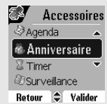 SAGEM D80V - Consulter une alerte anniversaire (ou agenda) - 1