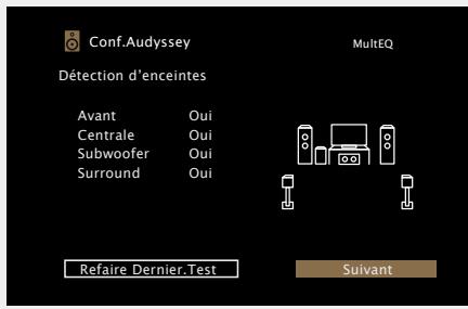 MARANTZ NR-1403 - Les enceintes détectées sont affichées. - 1