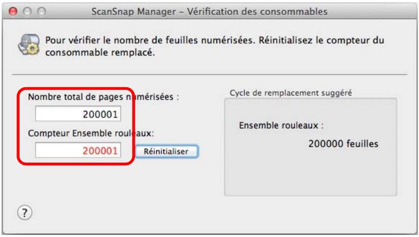 FUJIFILM SCAN SNAP IX500 - Vérifiez le nombre d'utilisations de chaque consommable. - 1