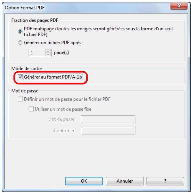 FUJIFILM SCAN SNAP IX500 - Cochez la case générer au format pdf/a-1b. - 1