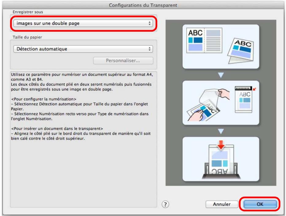 FUJIFILM SCAN SNAP IX500 - Sélectionnez images sur une double page dans enregistrer sous puis cliquez sur le bouton OK. - 1