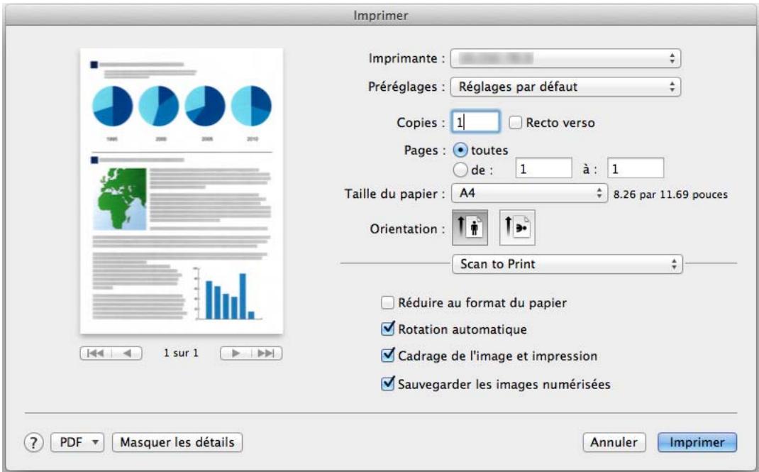 FUJIFILM SCAN SNAP IX500 - Configurez les options d'impression dans la fenêtre imprimer. - 1
