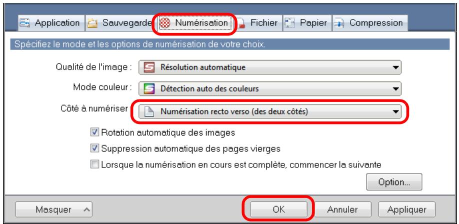 FUJIFILM SCAN SNAP IX500 - Sélectionnez images sur une double page dans enregistrer sous puis cliquez sur le bouton OK. - 2