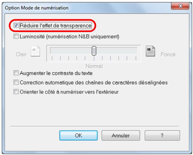 FUJIFILM SCAN SNAP IX500 - Cochez la case réduire l'effet de transparence. - 1