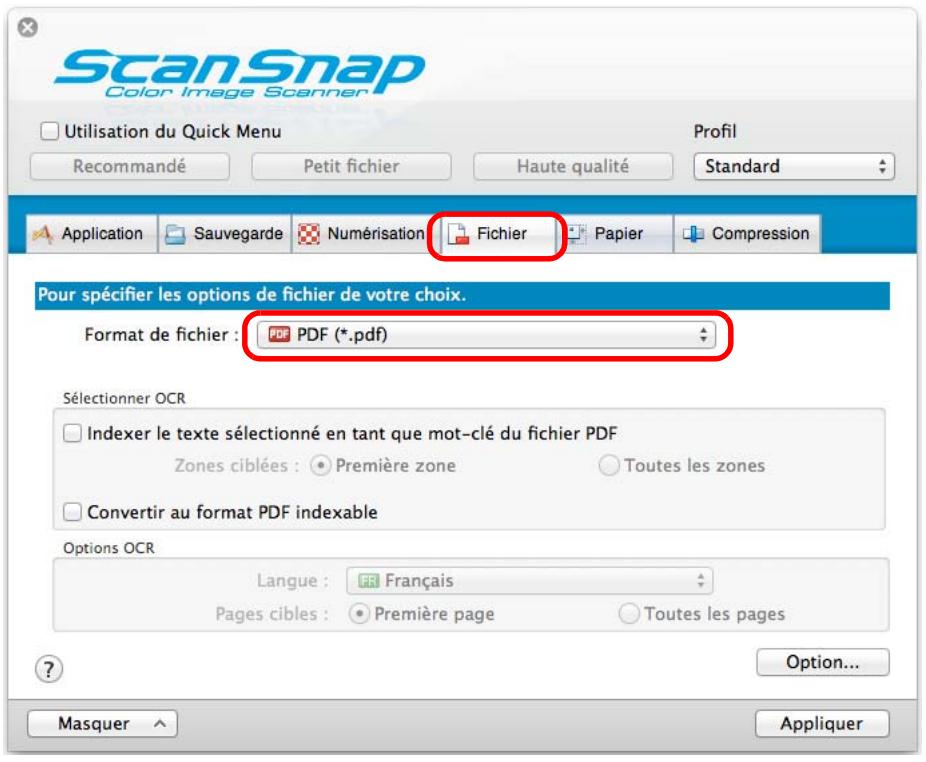 FUJIFILM SCAN SNAP IX500 - Sélectionnez paramètres dans le menu de scansnap manager. - 1