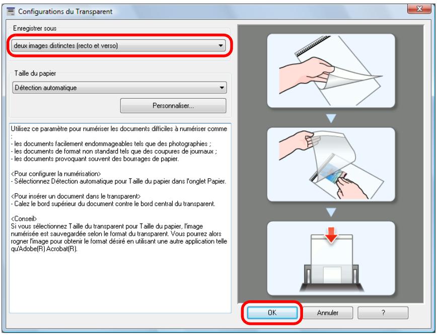 FUJIFILM SCAN SNAP IX500 - Sélectionnez deux images distinctes (recto et verso) dans enregistrer sous puis cliquez sur le bouton OK. - 1
