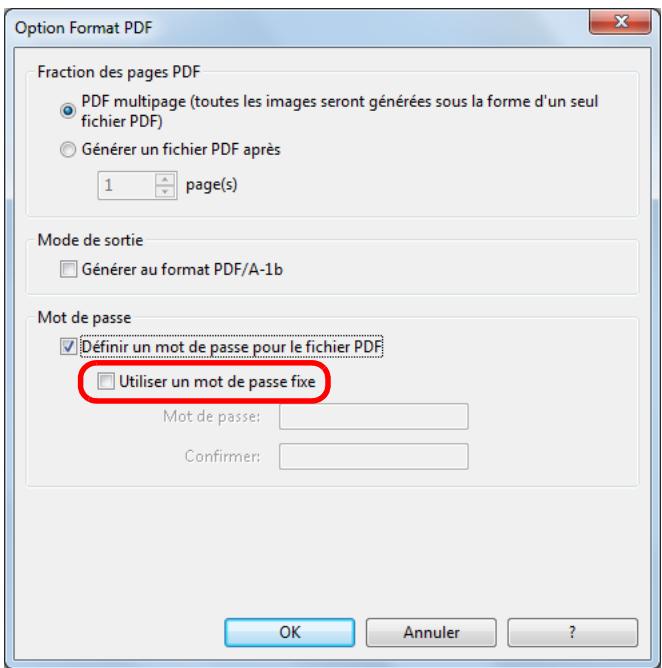 FUJIFILM SCAN SNAP IX500 - Cochez la case définir un mot de passe pour le fichier PDF. - 2