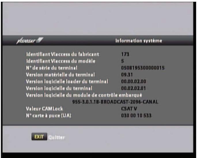 VISIOSAT TVS 7600 TNTSAT - V.4.2 contrôle parental - 2