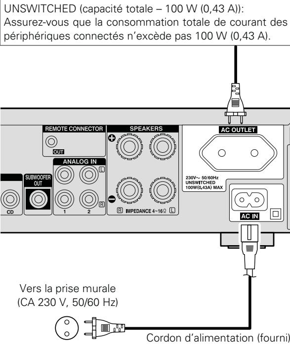 DENON D-F109N BKBK - Connexion du cordon d'alimentation - 1