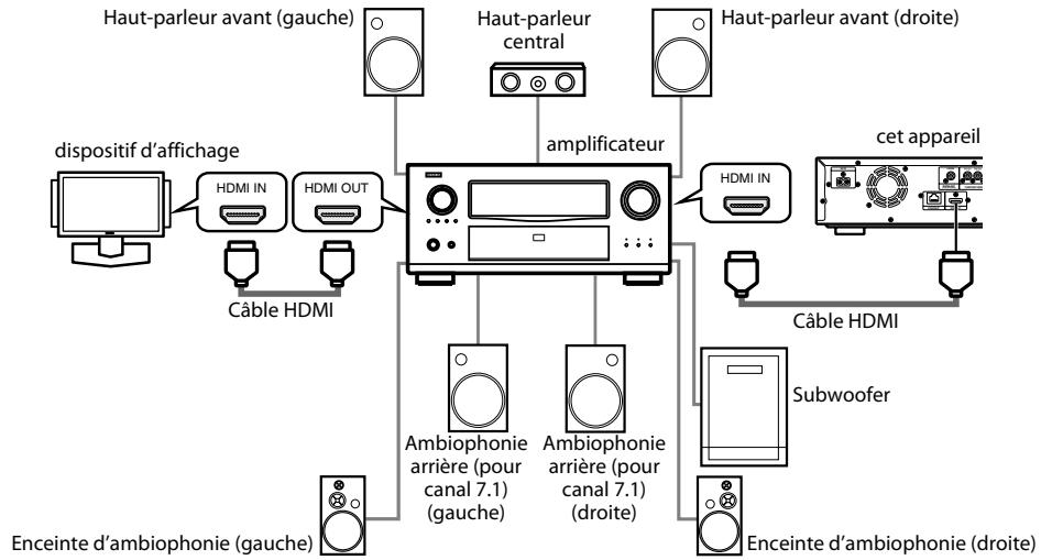 DENON DBP-2010 - Raccord à un dispositif d'affichage et un amplificateur/recepteur avec un cable HDMI - 1