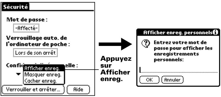 PALM m500 - Pour afficher tous les enregistrements personnels : - 1