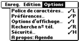 PALM m500 - Menu de l'agenda, préférences et options d'affichage - 2
