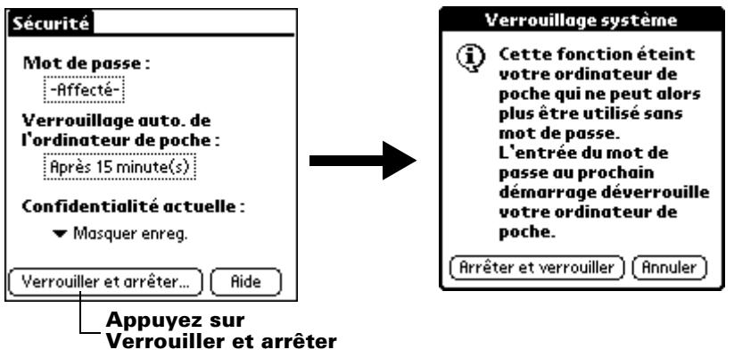 PALM m500 - Pour verrouiller et éteindre votre ordinateur de poche : - 1
