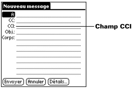 PALM m500 - Pour ajouter un champ de transmission confidentielle à un message électronique : - 1