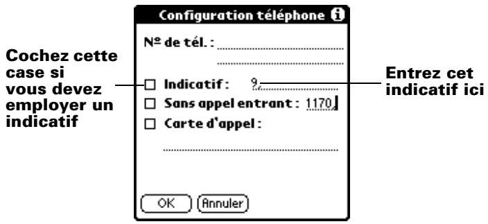 PALM m500 - Pour entrer un indicatif : - 1