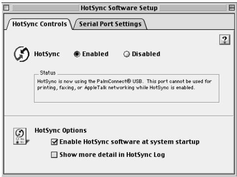 PALM m500 - Pour paramétrer les options hotSync sur un macintosh : - 1