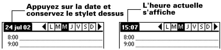 PALM m500 - Pour afficher l'heure : - 1