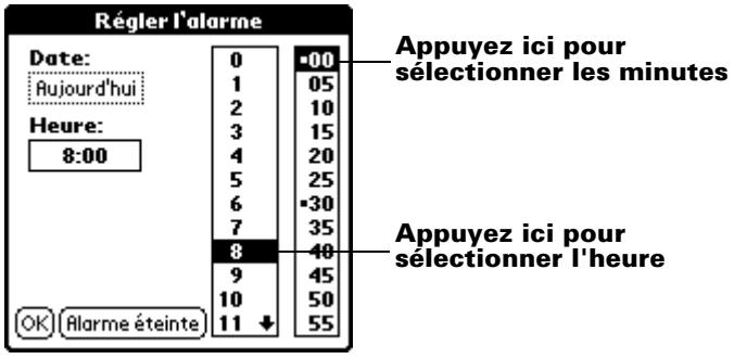 PALM m500 - Pour régler une alarme pour une note : - 1