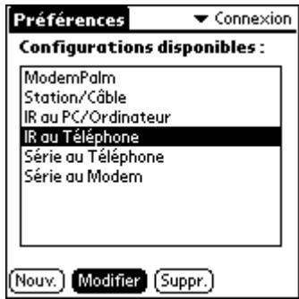 PALM m500 - Pour modifier la connexion IR au téléphone : - 1