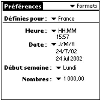 PALM m500 - Pour définir le pays par défaut : - 1