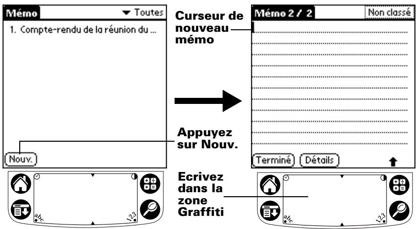 PALM m500 - Pour ouvrir l'application bloc-notes : - 1