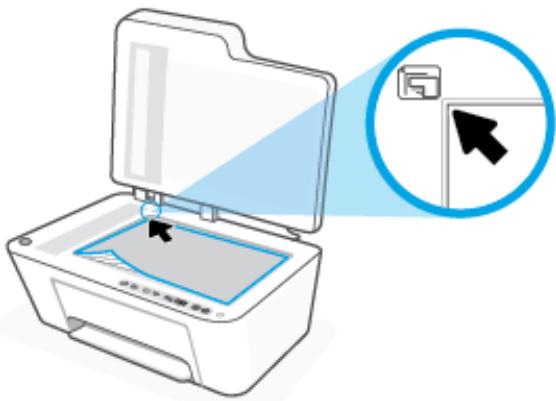 HEWLETT PACKARD DeskJet 4120 - Chargez votre original face imprimée vers le bas et alignez-le avec la marque située sur l'angle inférieur gauche de la vitre. - 1