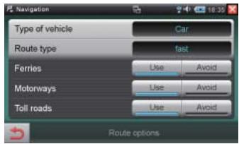 CLARION NRE1R - 6-6-1 Options de route - 1
