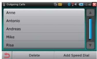 CLARION NRE1R - Sur l'écran telephone, touche la touche [outgoing calls] - 1