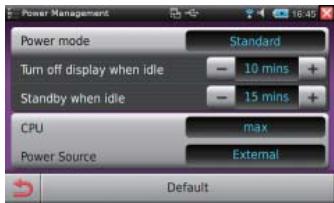 CLARION NRE1R - Configuration des réglages avancés du mode d'alimentation - 1