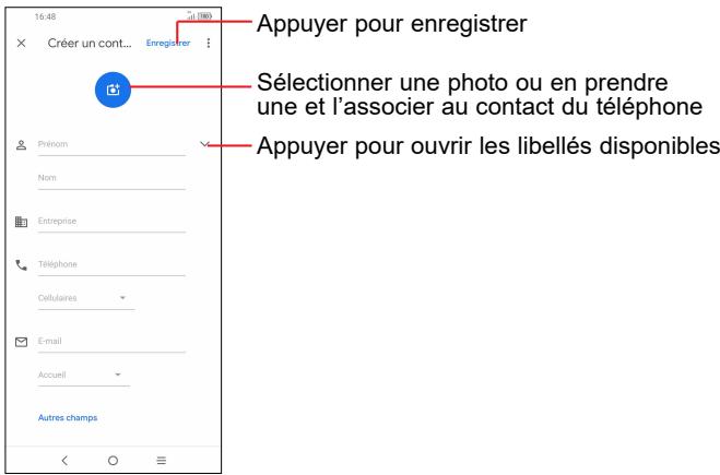 TCL GSMVENDUSEUL10LITEWHITE64GO - Ajouter un contact - 1