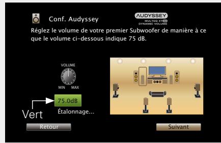 MARANTZ AV8801 - Réglez la commande de volume sur votre subwoofer de manière à ce que le niveau mesuré soit compris dans la plage 72 à 78 dB. - 1