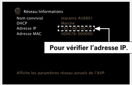 MARANTZ AV8801 - Vérifiez l'adresse IP de cet apparéil dans le menu "Informations" (page 142). - 1