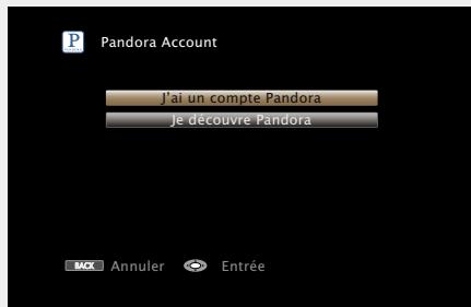 MARANTZ AV8801 - Utilisez < pour selectionner "Pandora", puis appuyez sur ENTER. - 3