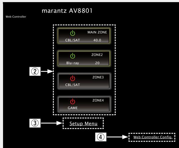 MARANTZ AV8801 - Lorsque le menu principal est affiché, cliquez sur l'élément de menu que vous poulez utiliser. - 1