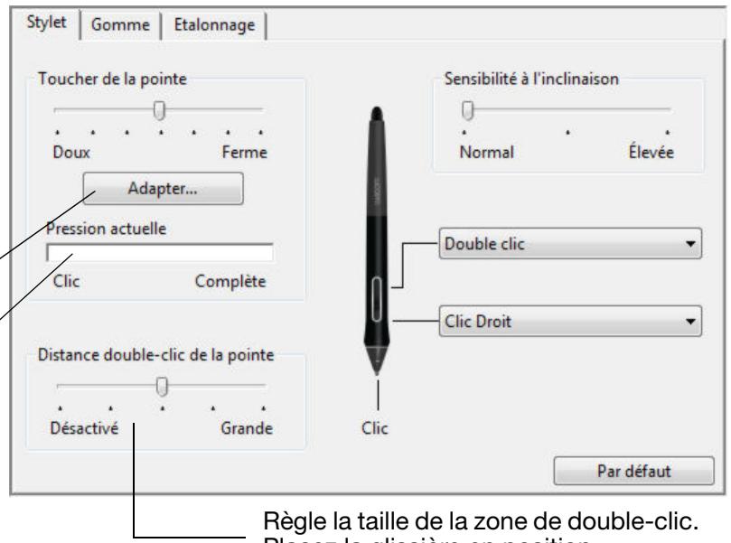 WACOM CINTIQ 13 PEN TOUCH - RÉGLAGE DU TOUCHER DE LA POINTE ET DU DOUBLE-CLIC - 1